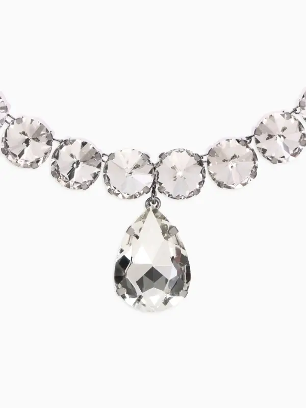 Колье &laquo;Драгоценность&raquo;, капля, белое в серебре, 34 см