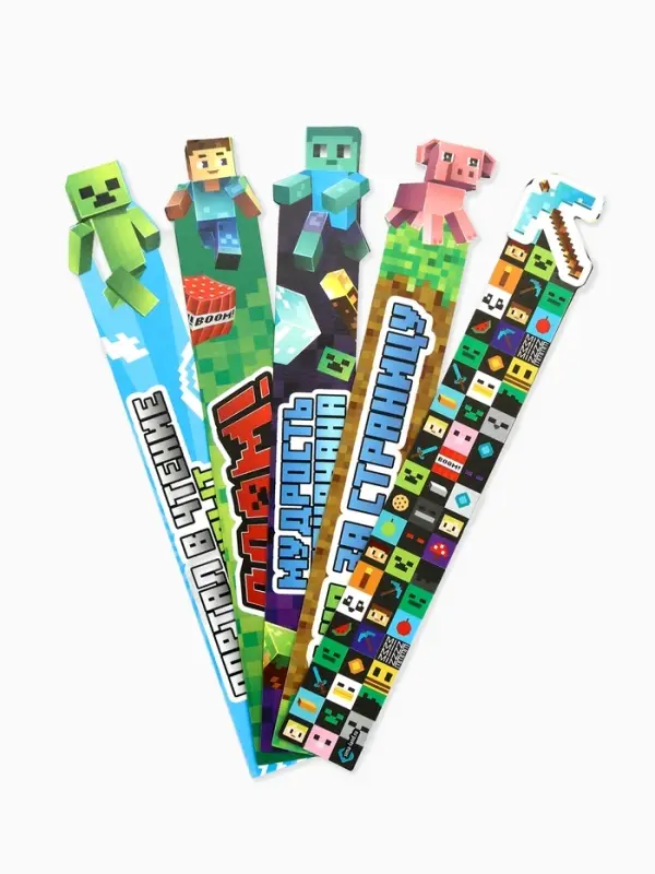 Закладки для книг, картонные, 5 шт., фигурные «Пиксели» Закладки для книг, картонные, 5 шт., фигурные «Пиксели»