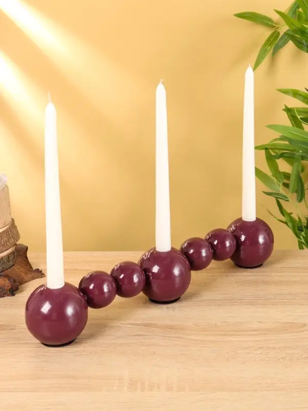 Подсвечник на 3 свечи «Бусы», с 7 сферами, 44×8×8 см, баклажановый Подсвечник на 3 свечи «Бусы», с 7 сферами, 44×8×8 см, баклажановый