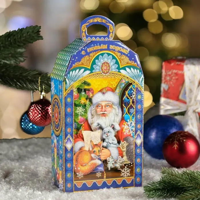 Коробка подарочная новогодняя «Часы »Веселые Зверята", 15×7.3×27 см