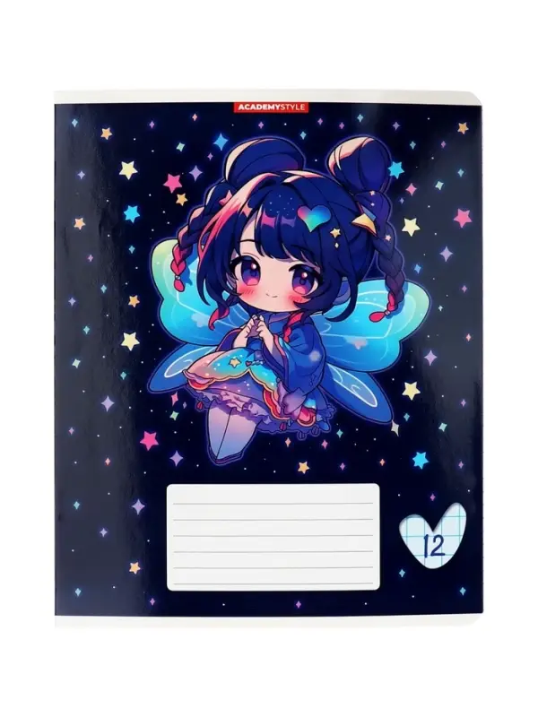 Тетрадь 12 листов, в клетку &laquo;Феечки&raquo;, мелованный картон, МИКС