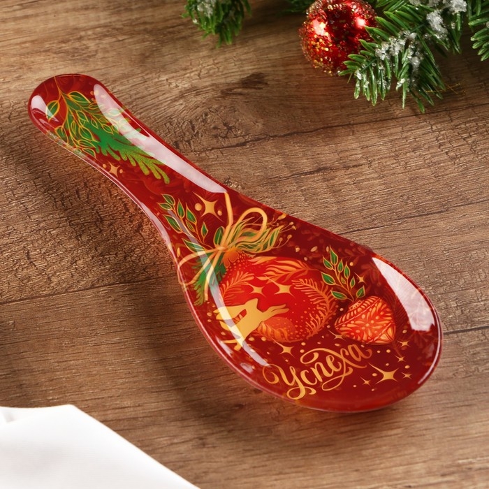 Подставка под ложку новогодняя Дорого внимание «Успеха», 21,4 х 7,5 см, стекло Подставка под ложку новогодняя Дорого внимание «Успеха», 21,4 х 7,5 см, стекло