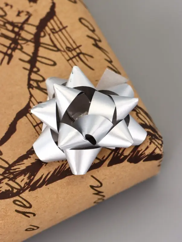 Подарочный Бант - звезда №3.5, простой металлик, для упаковки подарков, МИКС