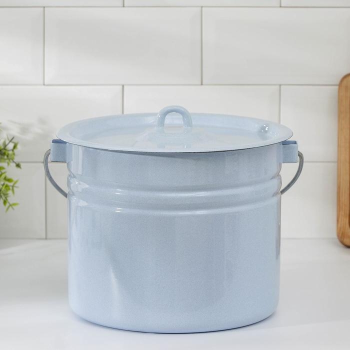 Ведро эмалированное цельнотянутое, 9 л, с крышкой, цвет светло-голубой Ведро эмалированное цельнотянутое, 9 л, с крышкой, цвет светло-голубой