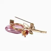 Брошь &laquo;Цветок&raquo; роза, жемчуг, цвет розовый в золоте