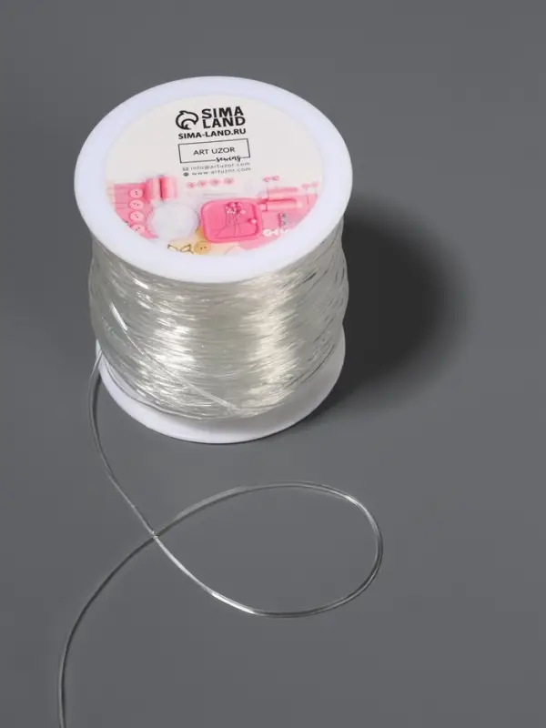 Нить для плетения, эластичная, 100&plusmn;1 м, d=1 мм, прозрачная