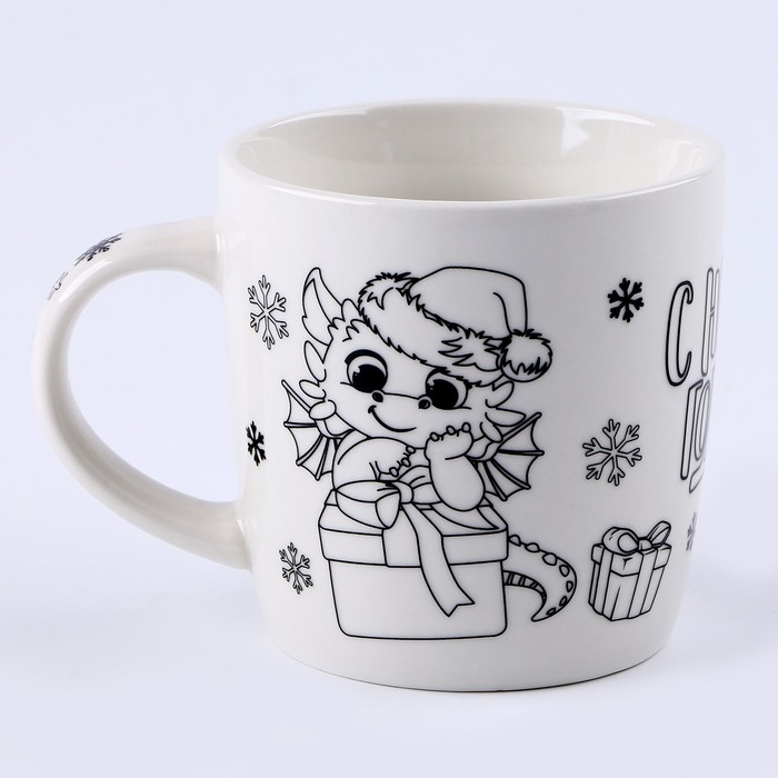 Лунная роспись кружки на новый год «Дракоша с подарком», 300 мл Лунная роспись кружки на новый год «Дракоша с подарком», 300 мл