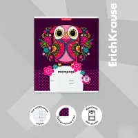Тетрадь 18 листов в клетку, ErichKrause Flower Owl, обложка мелованный картон, с принтом