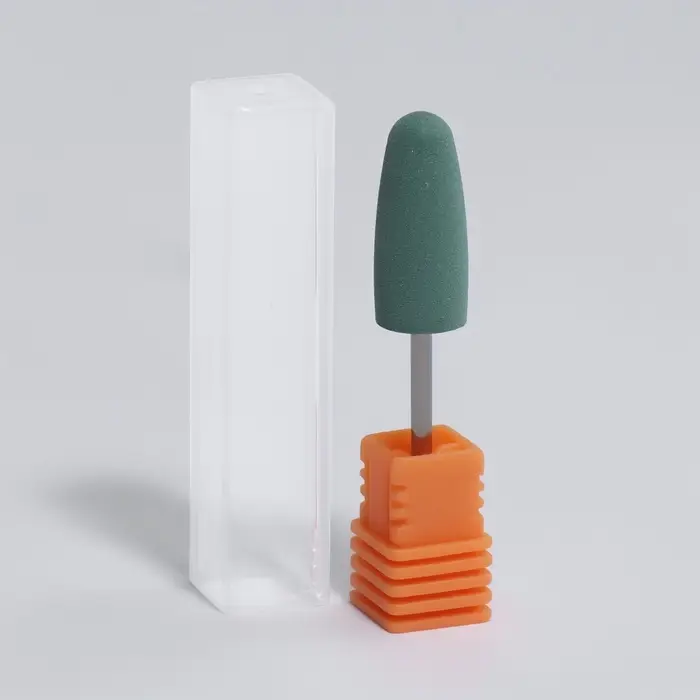 Фреза силиконовая для полировки, средняя, 10&times;24 мм, в пластиковом футляре, зелёная