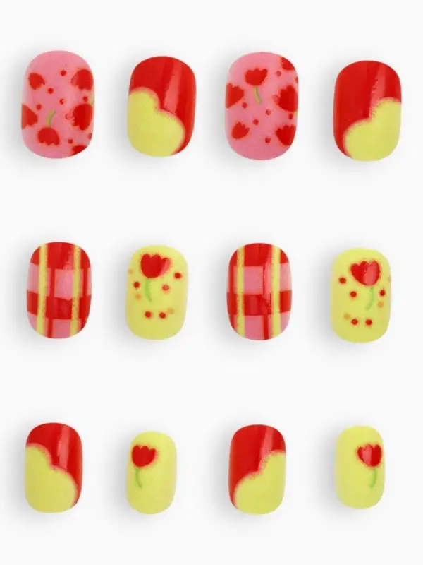 Детские накладные ногти &laquo;Цветочки&raquo;, 12 шт.