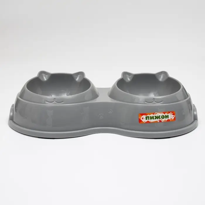 Миска двойная пластиковая, 25 х 14 х 5 см, серая Миска двойная пластиковая, 25 х 14 х 5 см, серая