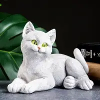 Фигурка гипс &laquo;Кошечка лежит&raquo;, белая, 18&times;13&times;13 см