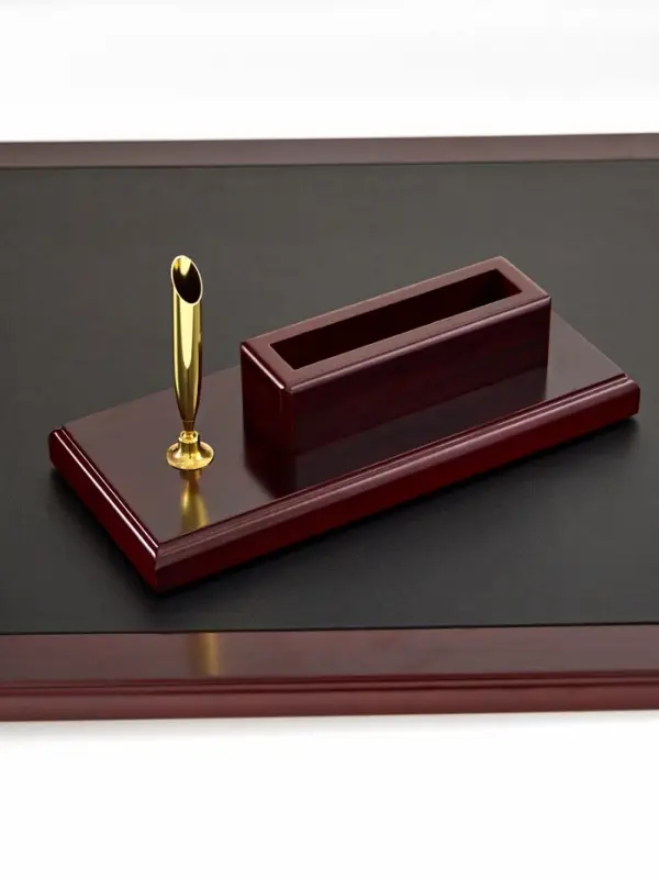 Набор настольный 5 в1 с часами, вишня