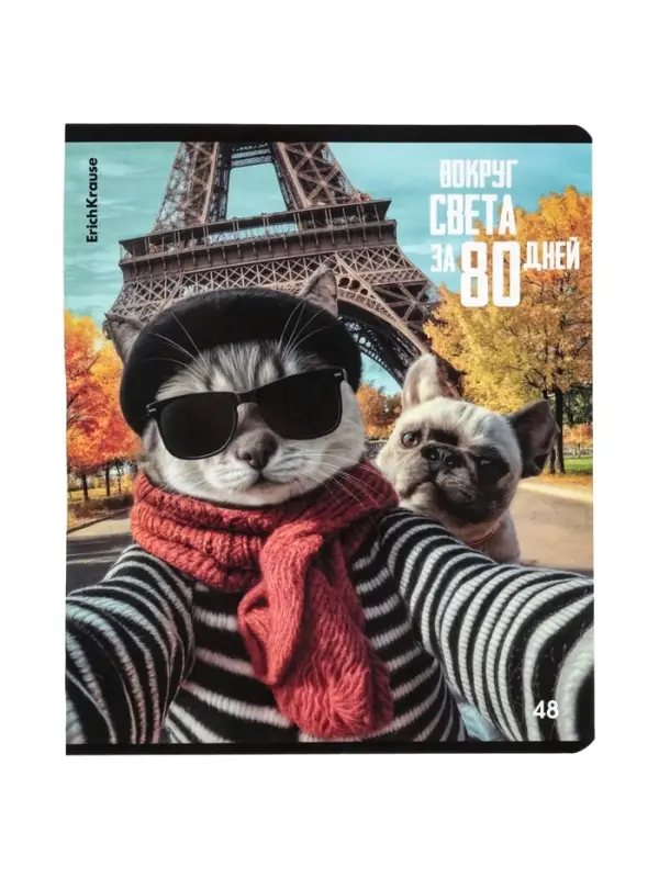 Тетрадь в клетку, 48 листов, ErichKrause. CatVoyage, обложка мелованный картон, МИКС