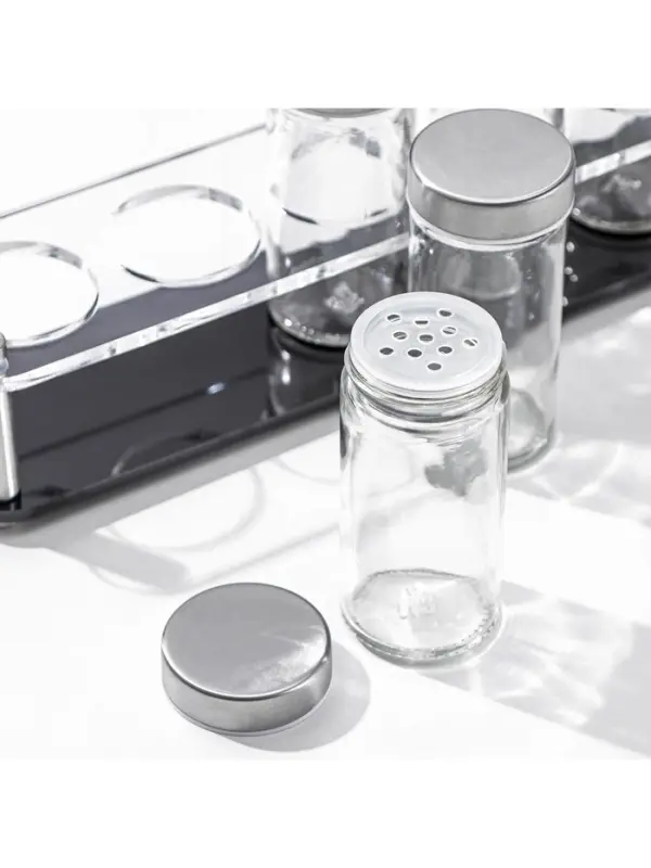 Набор для специй на подставке &laquo;Хай-тек&raquo;, 90 мл, 33&times;6.7&times;10.5 см, 4&times;9.5 см, 6 шт., стекло