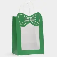 Пакет подарочный с окном &laquo;Бант&raquo;, 19&times;26&times;13 см, зеленый