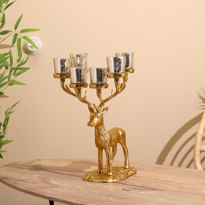 Подсвечник на 6 свечей  Подсвечник на 6 свечей "Олень" алюминий 23х28х41 см