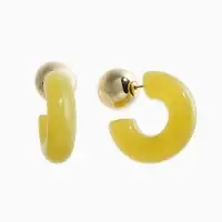 Серьги акрил "Полукольцо с бусиной №14", цвет зелёный болотный в золоте