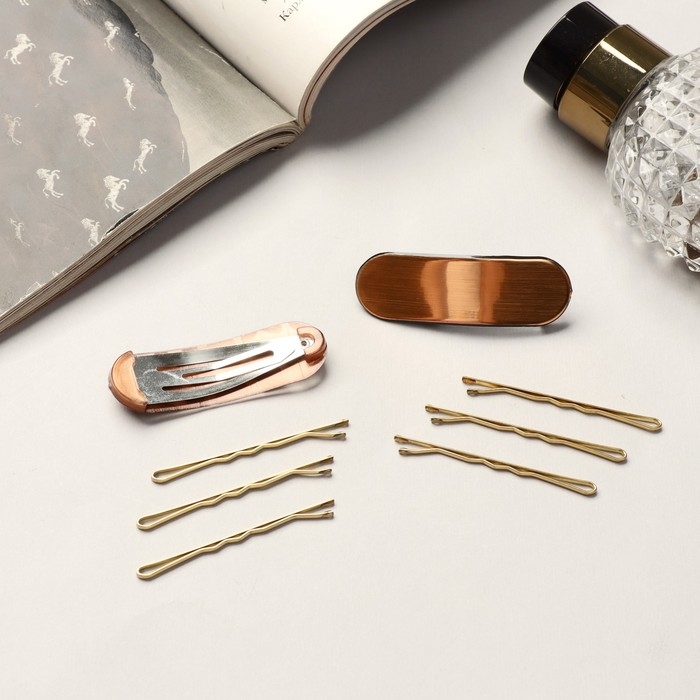 Невидимка для волос  Невидимка для волос "Герти" (набор 10 шт) лео, 5 см, золото