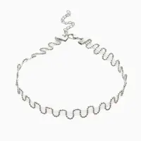 Чокер &laquo;Волна&raquo; сияющая, цвет серебро, L=30 см+7 см