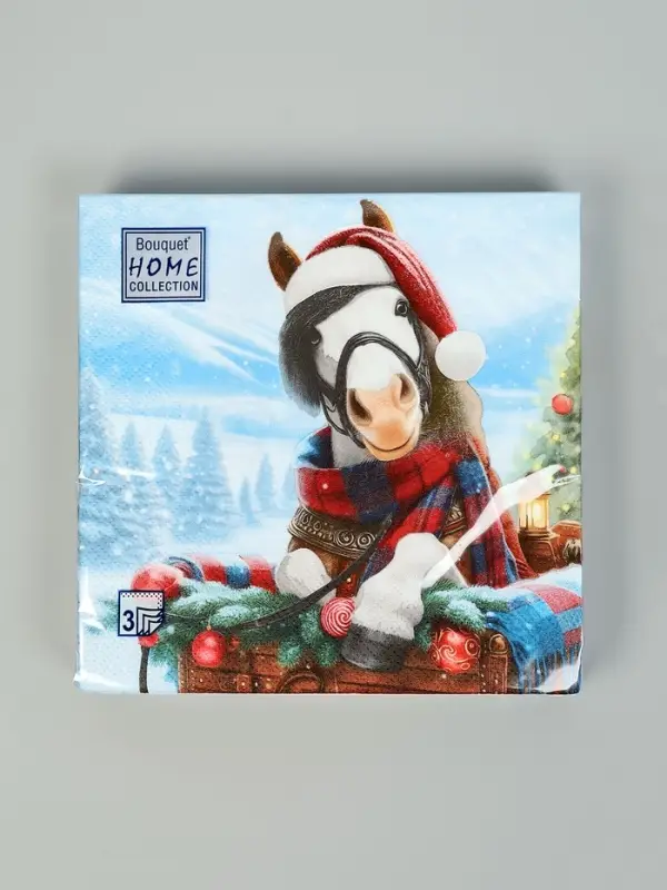 Салфетки бумажные трёхслойные «Красавица лошадка», 33х33, 20шт Салфетки бумажные трёхслойные «Красавица лошадка», 33х33, 20шт