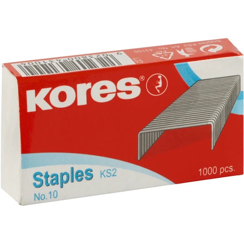 Скобы для степлера №10 KORES никелированные (2-20 листов) 1000 шт./уп