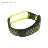 Ремешок для фитнес-браслета Mi Band 3/4 Luazon, с перфорацией, черно-зеленый