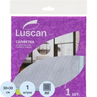 Салфетка хозяйственная Luscan из микрофиб д/стекол и зеркал 230г/м2 30х30см