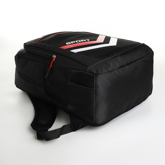 Рюкзак школьный на молнии, 4 кармана, цвет чёрный/красный