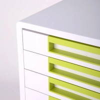 Бокс с выдвижными лотками Deli Rio EZ01053, 5 выдвиж лотков A4 бело-зеленый