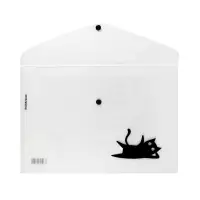 Папка-конверт А4, ErichKrause Clear Cat, на кнопке, МИКС