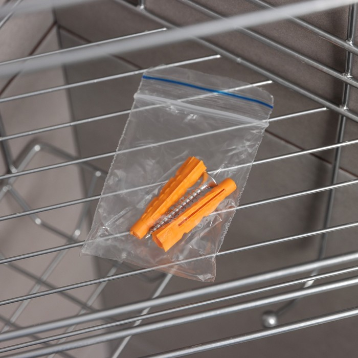 Полка угловая с мыльницей и вешалкой 2-х ярусная, 25,5×42,5 см, цвет хром