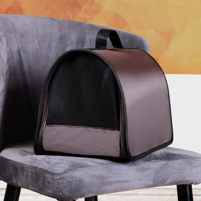 Сумка-переноска для животных жесткая без ремня №2, 40х21х25 см, нейлон, коричневая Сумка-переноска для животных жесткая без ремня №2, 40х21х25 см, нейлон, коричневая