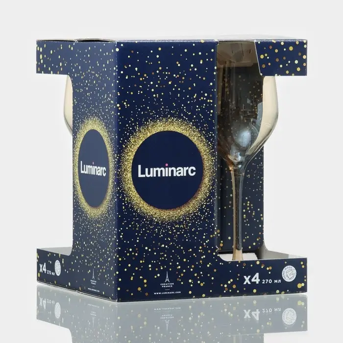 Набор стеклянных бокалов для вина «Золотой мёд», 270 мл, 4 шт, цвет золотой Набор стеклянных бокалов для вина «Золотой мёд», 270 мл, 4 шт, цвет золотой