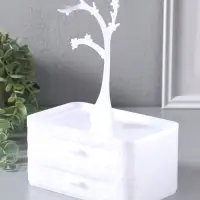 Шкатулка универсальная  "Цветущее дерево", 2 яруса,  17,2х10,5х24 см,  цвет белый