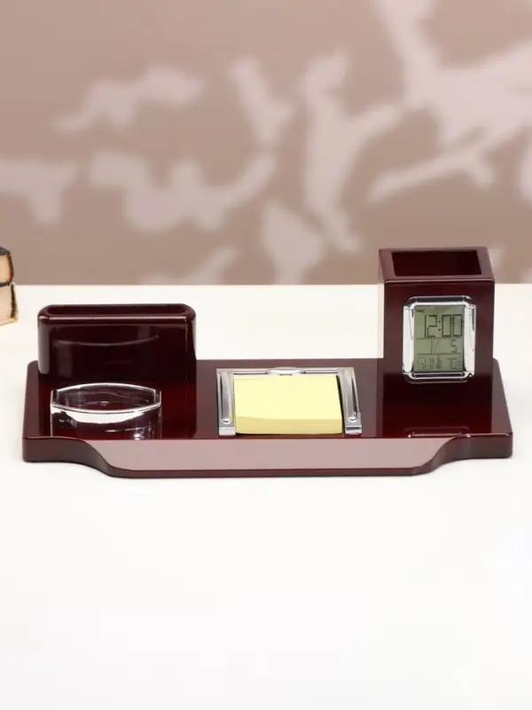 Набор настольный канцелярский 4 в 1, с часами