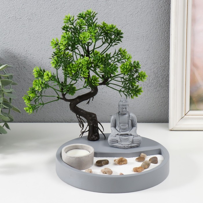 Сад Дзен  Сад Дзен "Будда у дерева" песок+свеча 22,5х17х17 см