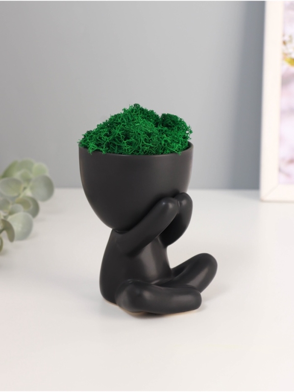 Кашпо керамика  Кашпо керамика "Мистер Грин" любитель тишины 10*7,5*8 см черный