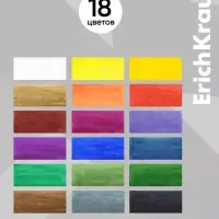 Акварель 18 цветов, ErichKrause Jolly Friends, без кисти, пластиковая коробка, европодвес