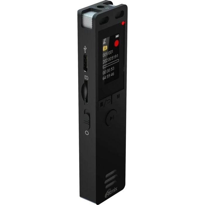 Диктофон RITMIX RR-155, 16Гб,micro SD, APE, MP3, WMA, FLAC, WAV, Jack 3.5, micro USB,черный Диктофон RITMIX RR-155, 16Гб,micro SD, APE, MP3, WMA, FLAC, WAV, Jack 3.5, micro USB,черный