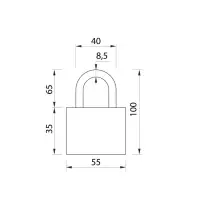 Замок навесной, тип 8, 9&times;60 мм, порошковое покрытие