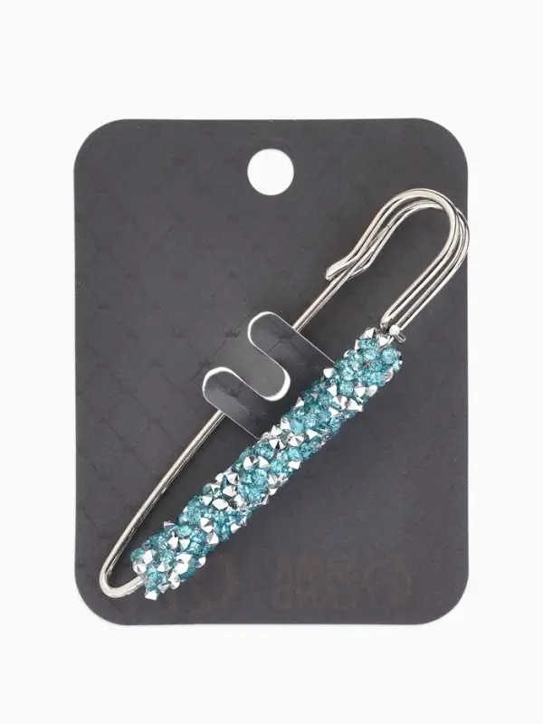 Булавка &laquo;Вечеринка&raquo; стразы, 7 см, голубая в серебре