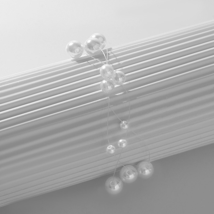 Браслет жемчуг «На леске», 3 нити, бусины №4, 6, 8, цвет белый в серебре, 16 см Браслет жемчуг «На леске», 3 нити, бусины №4, 6, 8, цвет белый в серебре, 16 см