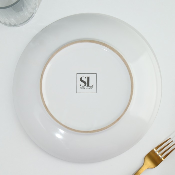 Тарелка керамическая «Линии», 22.5 см, цвет голубой Тарелка керамическая «Линии», 22.5 см, цвет голубой