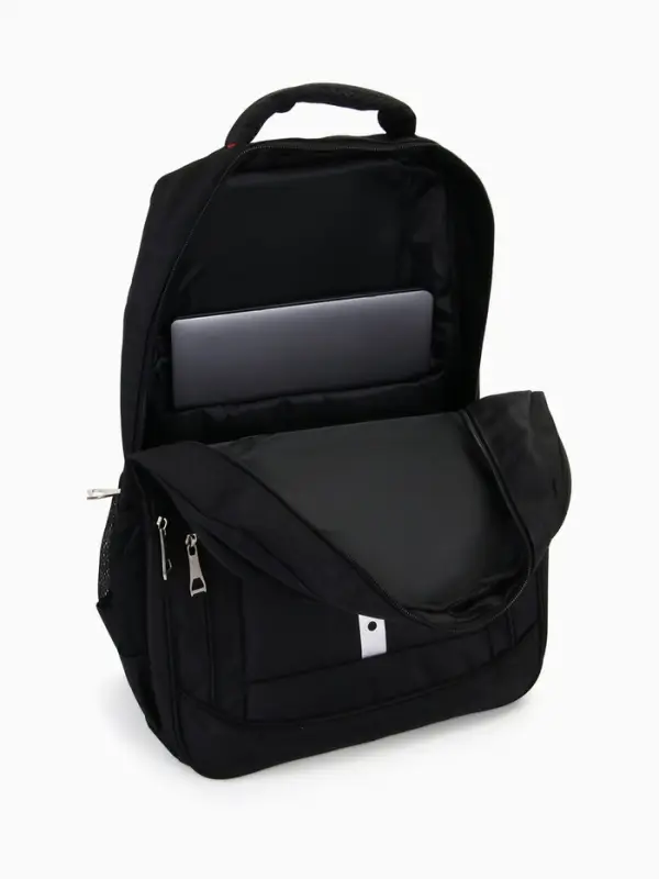 Рюкзак молодёжный, 2 отдела на молнии, 4 кармана, размер 37&times;17&times;54 см, чёрный