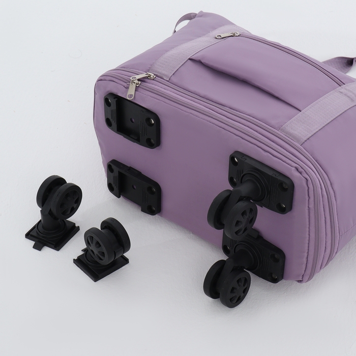 Сумка дорожная на колёсах, с увеличением, наружный карман, держатель для чемодана, цвет сиреневый Сумка дорожная на колёсах, с увеличением, наружный карман, держатель для чемодана, цвет сиреневый