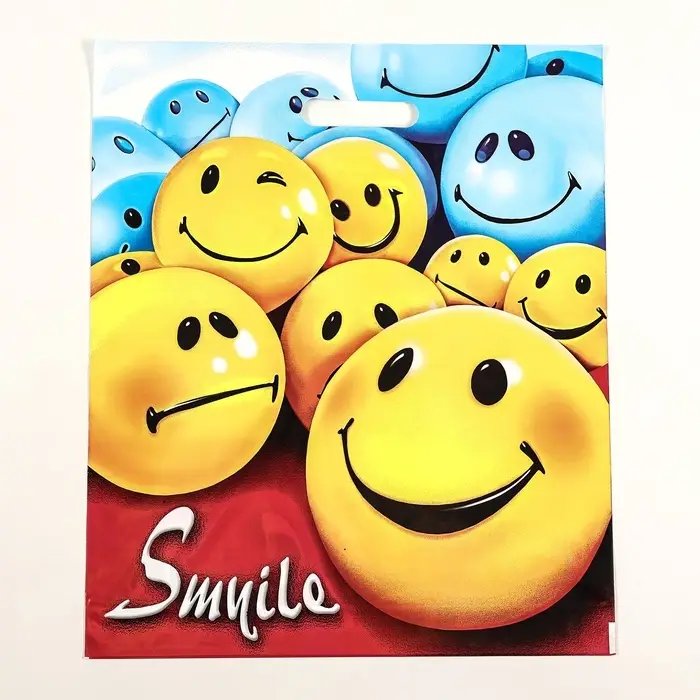 Пакет &laquo;Смайлики&raquo;, полиэтиленовый с вырубной ручкой 40&times;47 см, 45 мкм