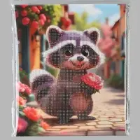 Алмазная мозаика &laquo;Енот с лотосом&raquo; 21&times;25 см, с мольбертом