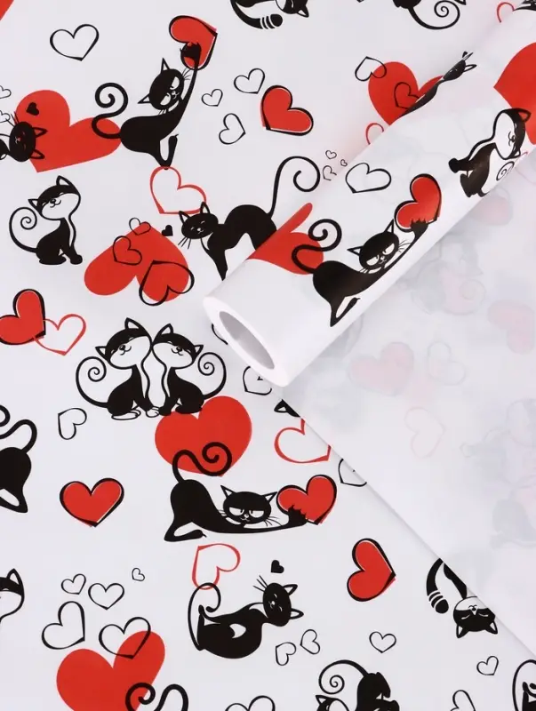 Бумага упаковочная крафт белый &laquo;Ля Мур&raquo;, черный/красный, 0.72&times;10&plusmn;5% м, 60 г