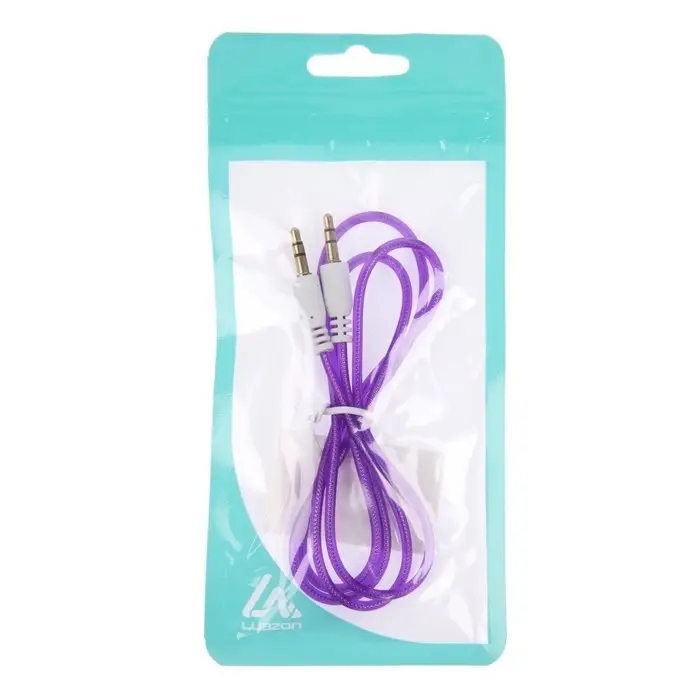 Кабель аудио AUX Luazon, Jack 3.5 мм(m)-Jack 3.5 мм(m), прозрачная оплетка, 1 м, фиолетовый